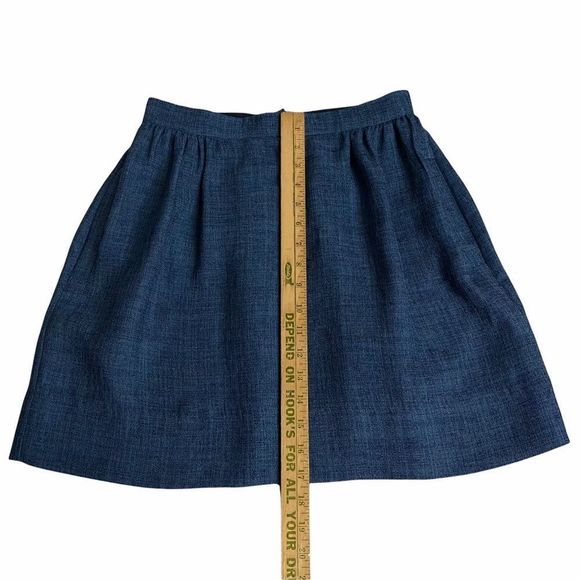 Karen Walker Textured Sz 4 Blue Skirt w Pockets Mini Micro Academia Collegiate - Picture 2 of 6